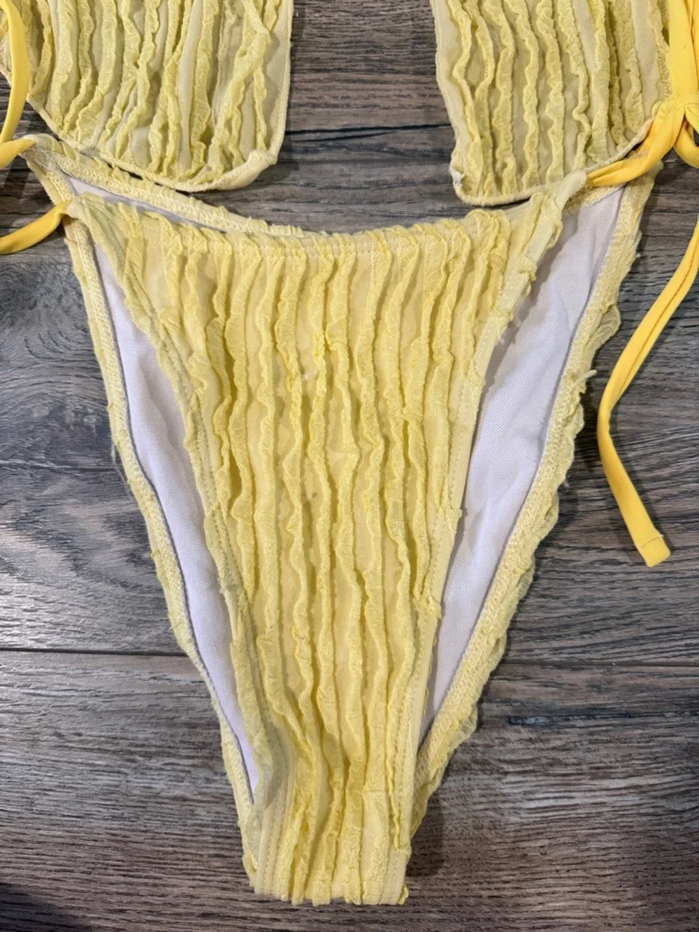 Yellow Ribbed Two-Piece Bikini Set - Picture 6 of 10